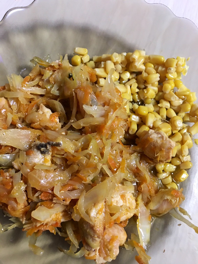 Тушёная капуста 🥬 с куриной грудкой