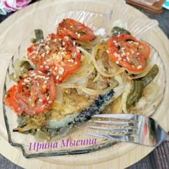 Стейки зубатки в духовке с овощами 