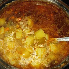 Рассольник с перловкой и грибами