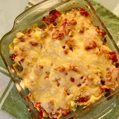 Запеканка с индейкой, грибами, кабачком  