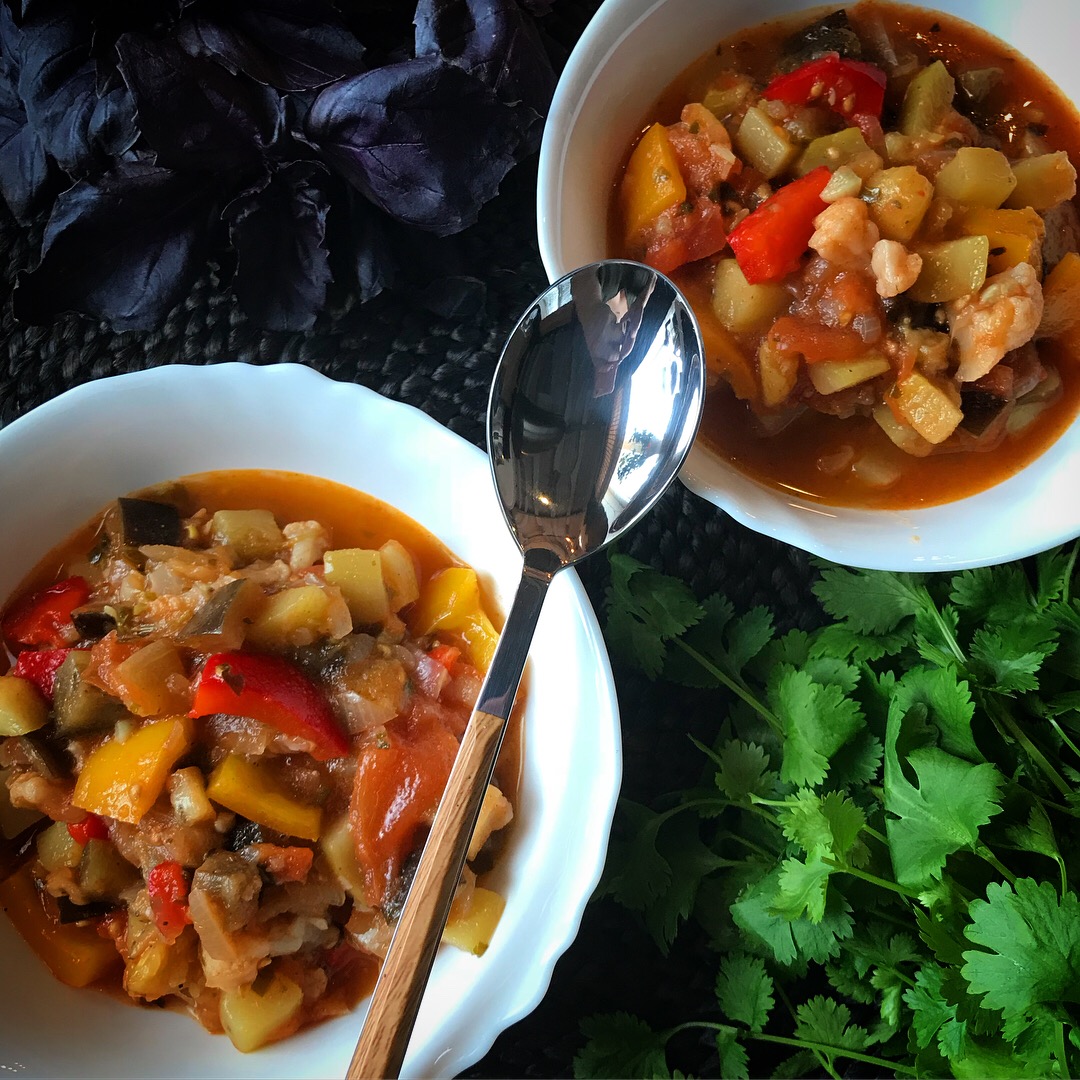 Суп «Рататуй» с кабачками, баклажанами и перцем