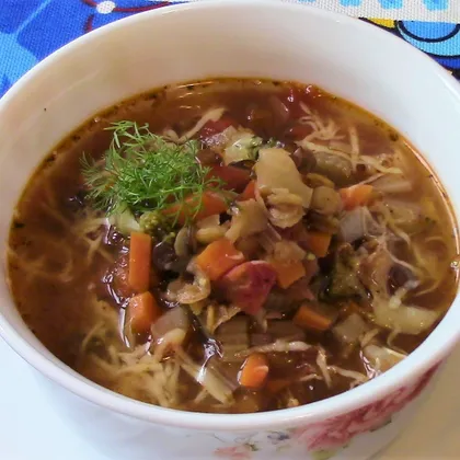 Минестроне с чечевицей - густой суп