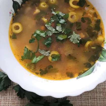 Суп с булгуром и колбасой