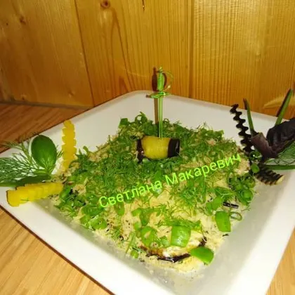 Салат из баклажанов слоёный