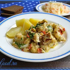 Филе рыбы с овощами и сливками