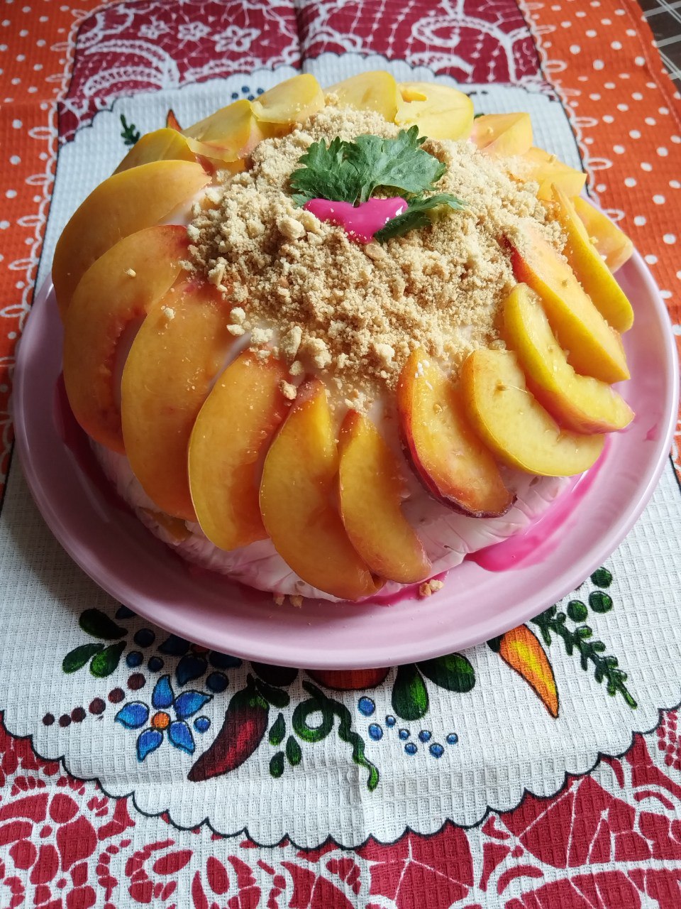Желейный торт с персиками