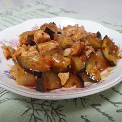 가지덮밥 🍚 Жаренные баклажаны с курицей