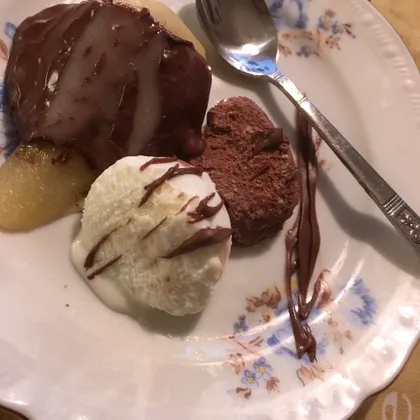 Десерт-Груша с мятным шоколадом