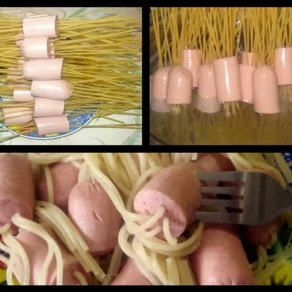 Сосиски со спагетти 👍🍝🍴