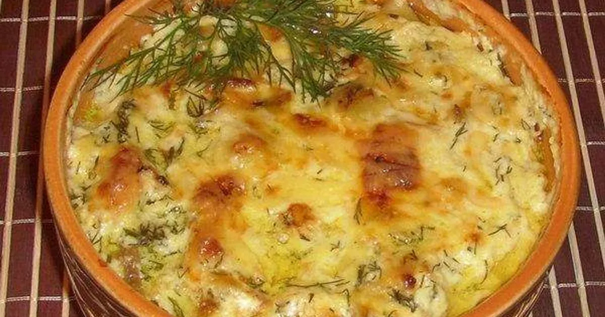 Жульен с картошкой, курицей и грибами