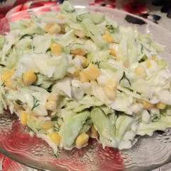 Салат с кукурузой, огурцом и капустой🥗