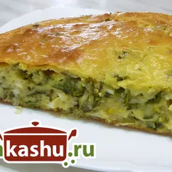 Заливной пирог с капустой и яйцами