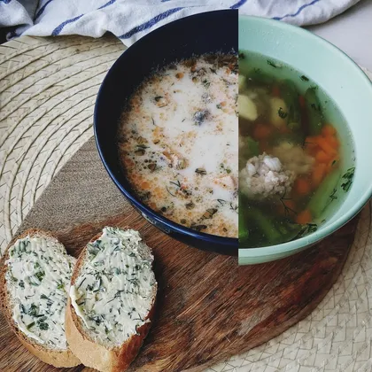 Обед для двоих - Финская уха и суп с фрикадельками