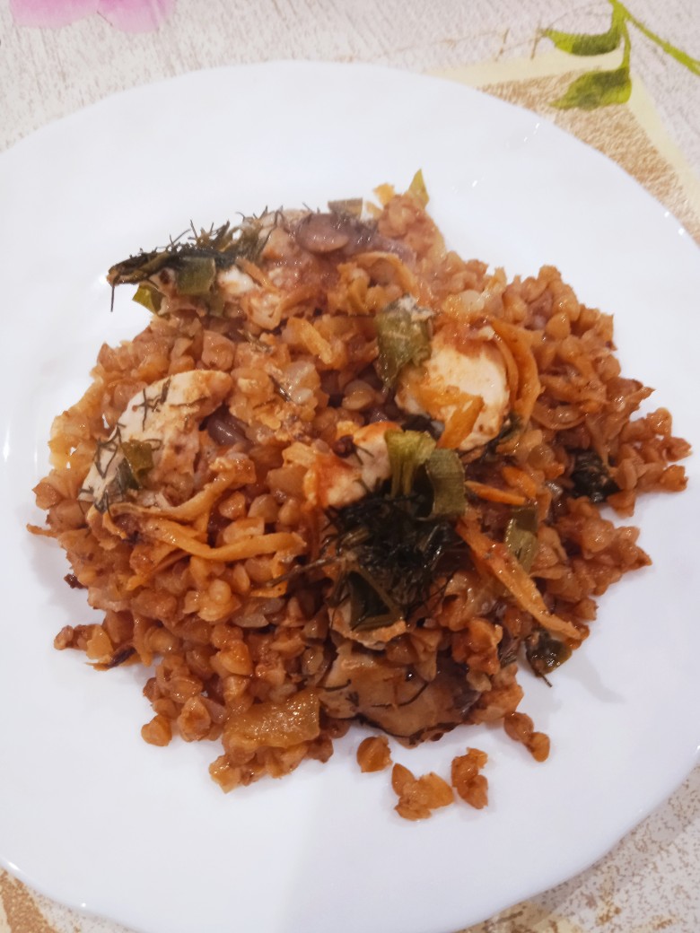 Гречка с курицей в духовке