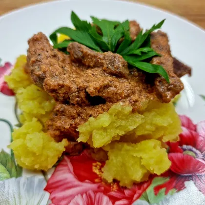 Бефстроганов с картофельным пюре - пошаговый рецепт с фото