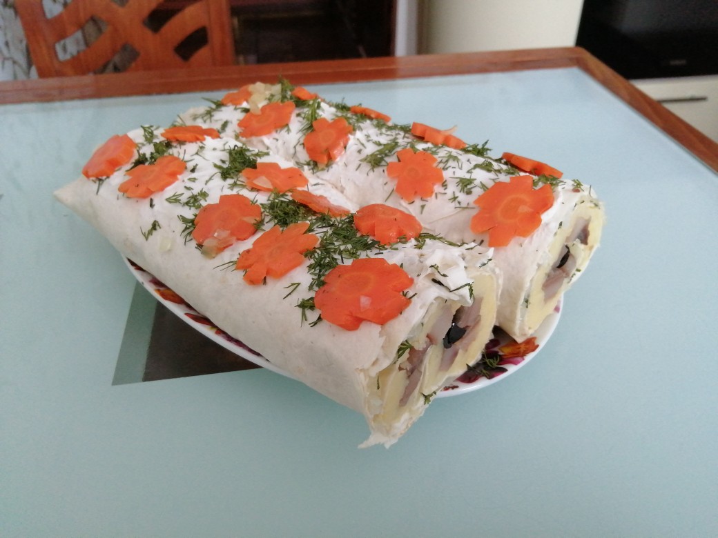 Картофельный рулет в лаваше, с милой рай и в шалаше