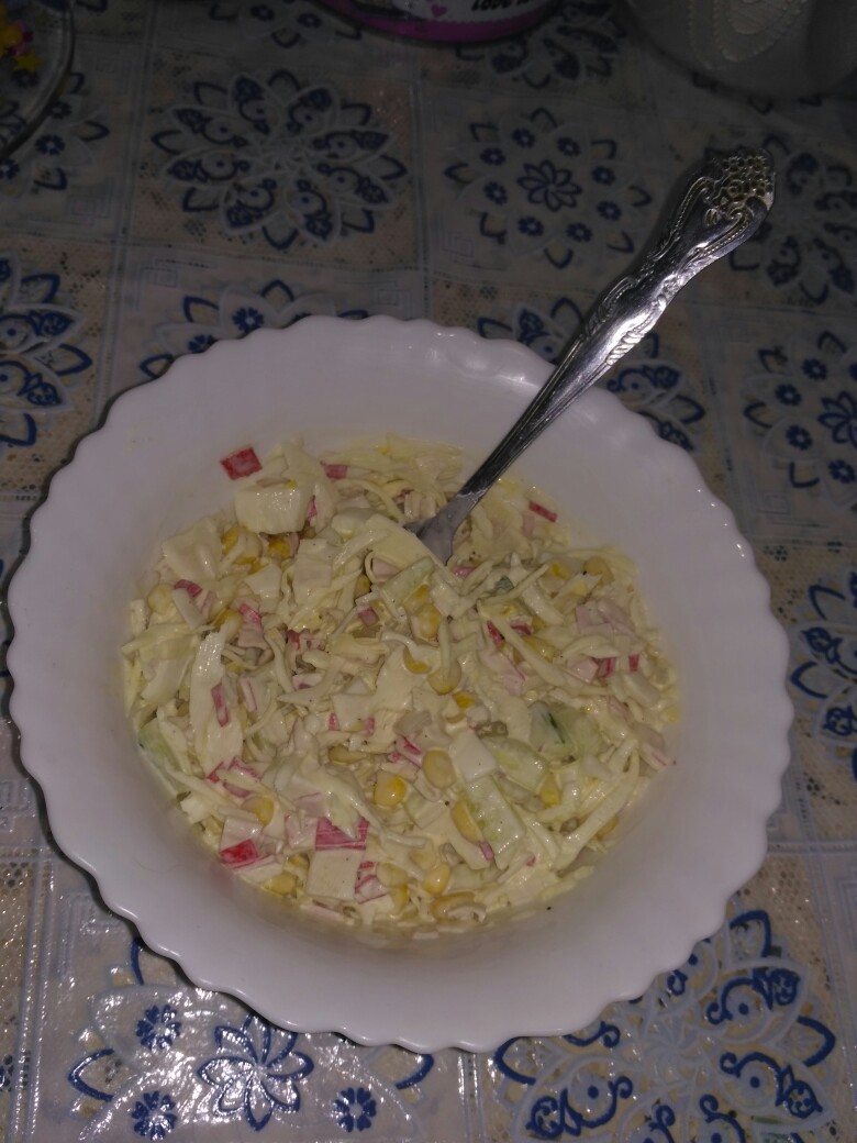 салат крабовый рецепт с капустой белокочанной | Дзен