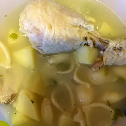 Суп с курочкой и макаронами «ракушки» (без зажарки)