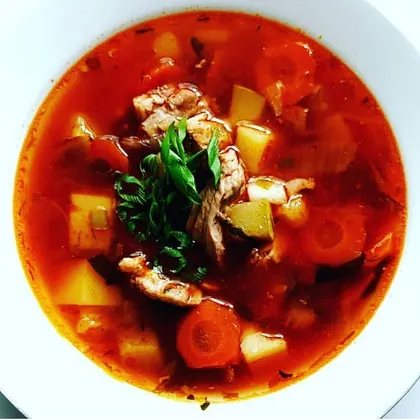 Суп из свинины с кабачком и томатом #кулинарныймарафон