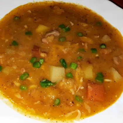 Гороховый суп с тыквой и копченостями
