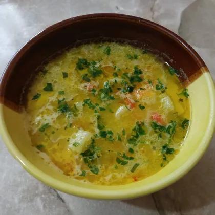 Сырный суп с домашней лапшой