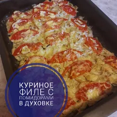 Куриное филе с помидорами в духовке