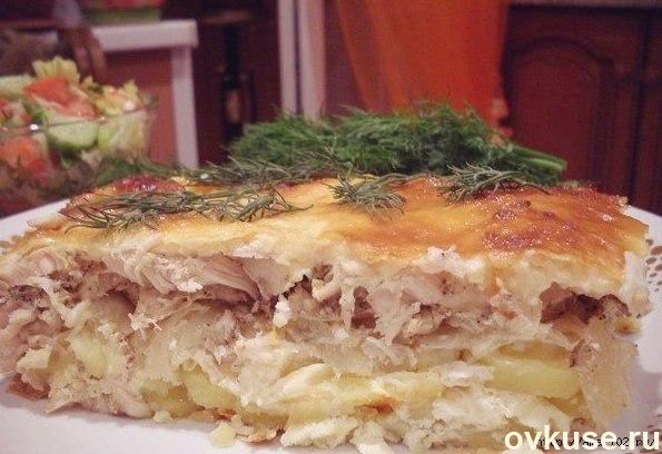 Запеканка из курицы в сырно - сметанной заливке