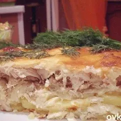 Запеканка из курицы в сырно - сметанной заливке