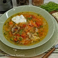 Щи из кислой капусты со свининой