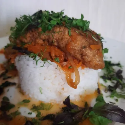 Рыба под маринадом с рисом