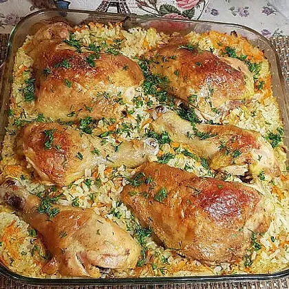 Ужинаем замечательной курицей и рисом