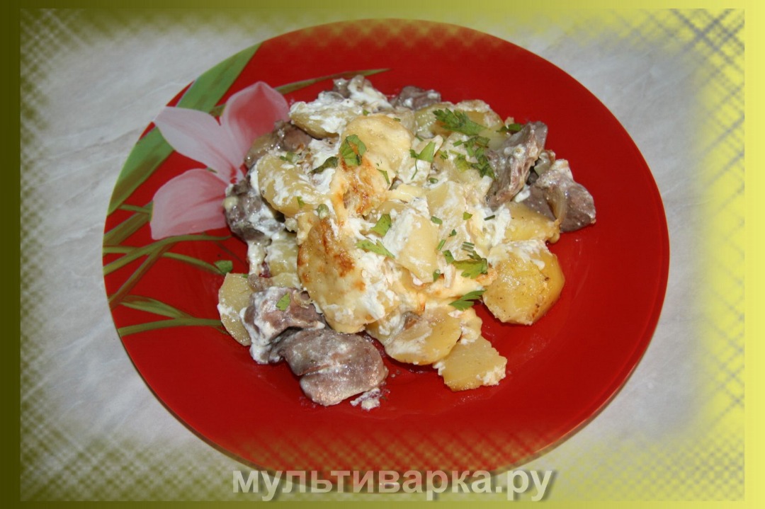 Картофель, запечённый с куриной печенью