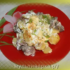 Картофель, запечённый с куриной печенью