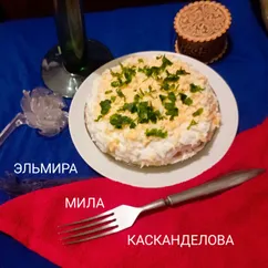 Салат Мимоза с консервированной горбушей и сыром