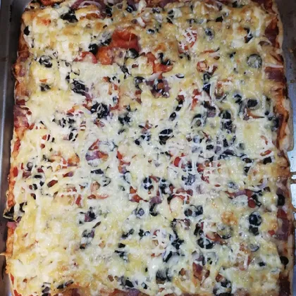 Домашняя пицца на слоёном тесте