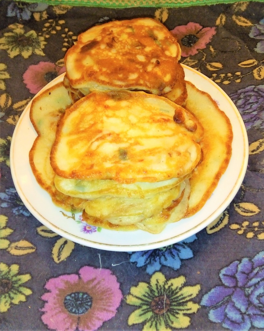 Оладушки с курочкой и зелёным луком