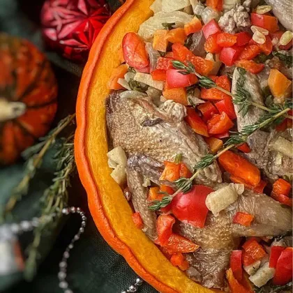 🎃Булгур с перепелками в тыкве