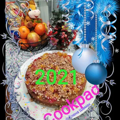 Торт🎂 Новогодний'Изумрудный' с 🍊, 🥝, желе и вафелькой '🌲🥂🍾