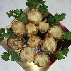 Грибочки фаршированные. Со стручковой фасолью и кукурузкой