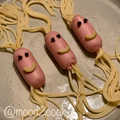 Спагетти с сосисками «Осьминожки»