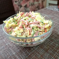 Салат с яичными блинчиками и грибами