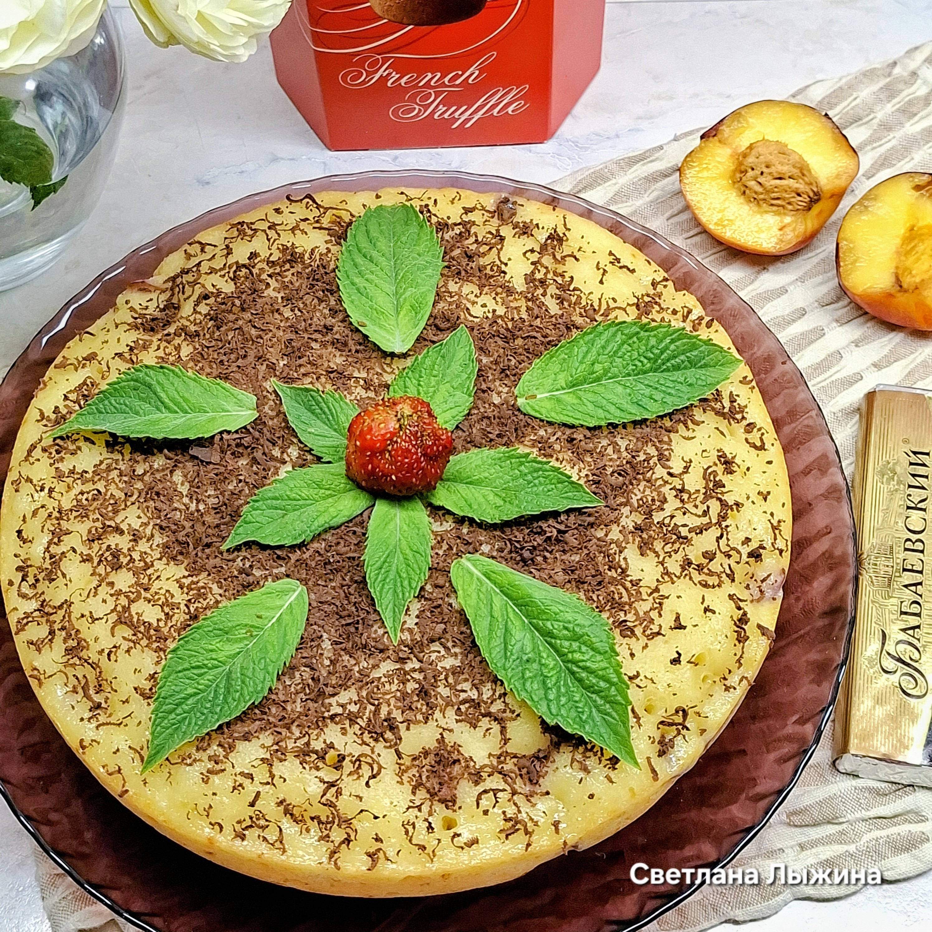 Манник с нектаринами в мультиварке