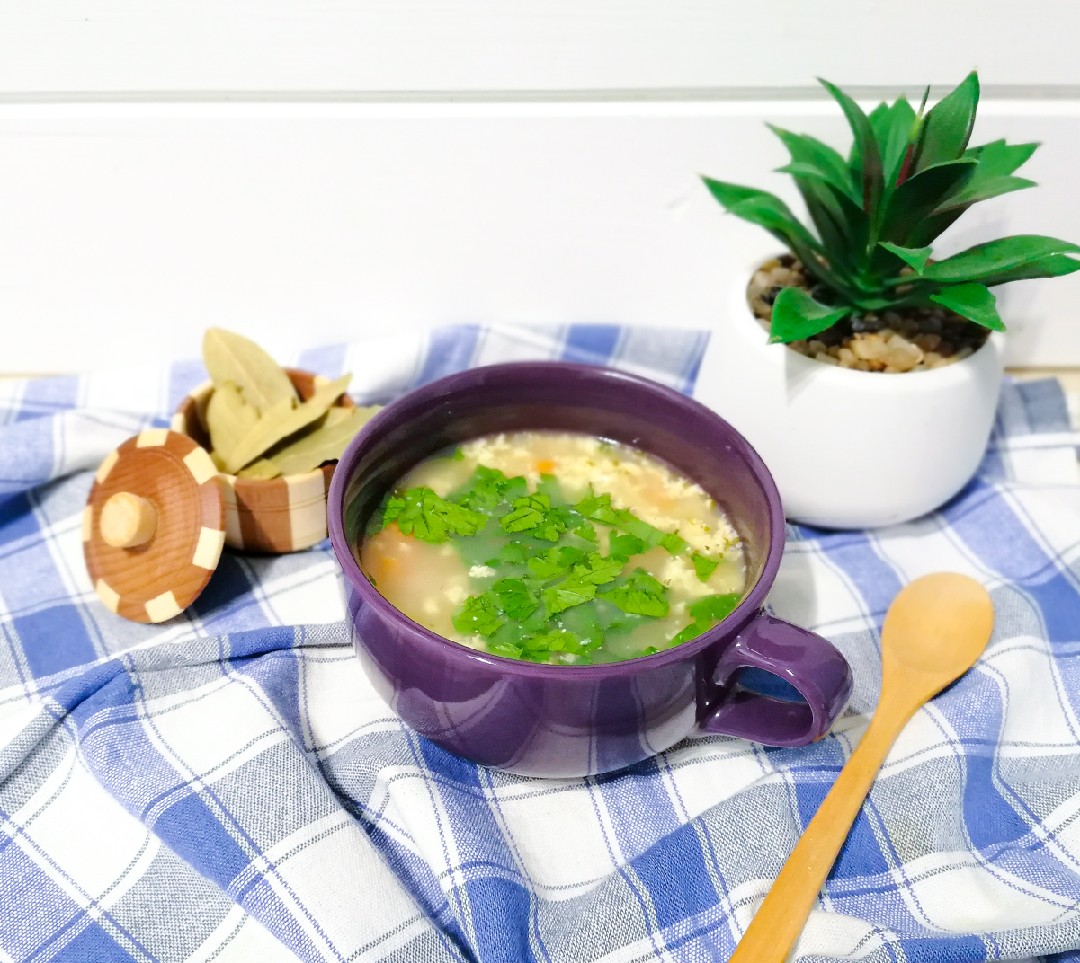 Сливочный суп с куриными сердечками