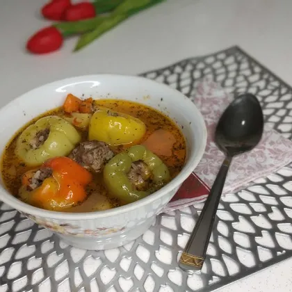 Суп с фаршированными перцами