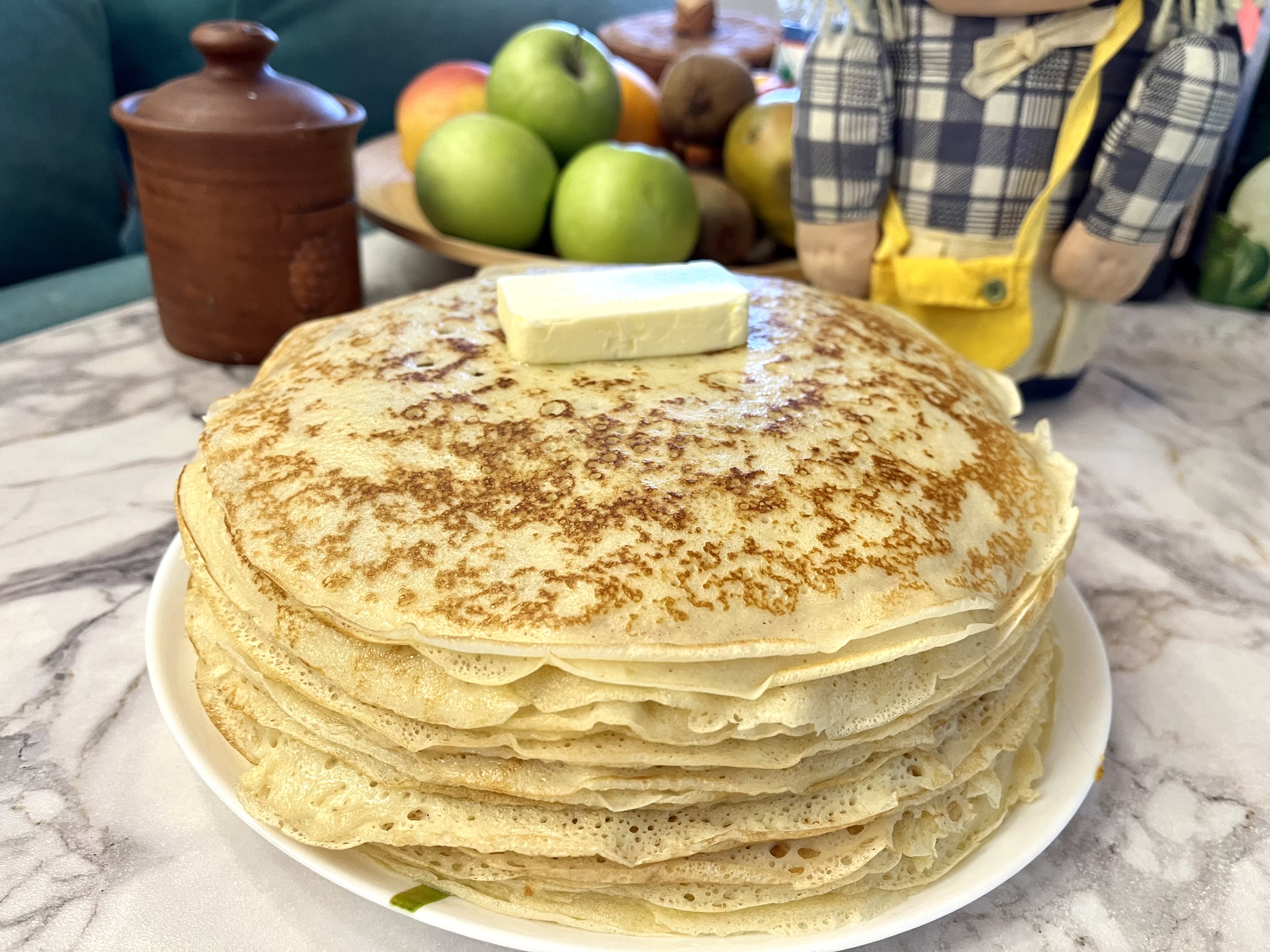 Блины яблочные на дрожжевом тесте 
