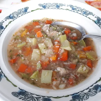 Диетический густой овощной суп с рыбой