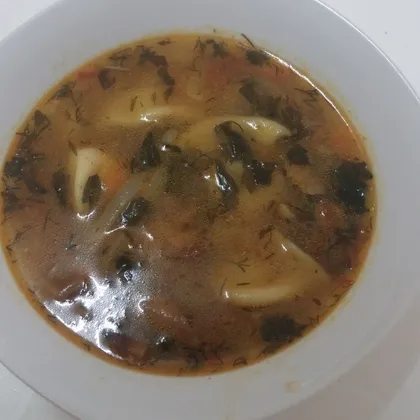 Суп с грибами и пельменями