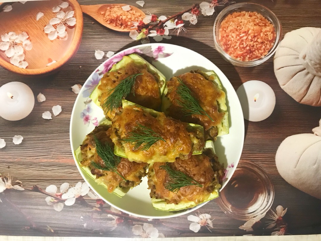 Кабачки с фаршем запечённые в духовке