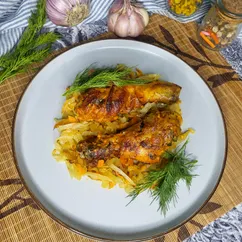 Капуста, запеченная с куриной голенью