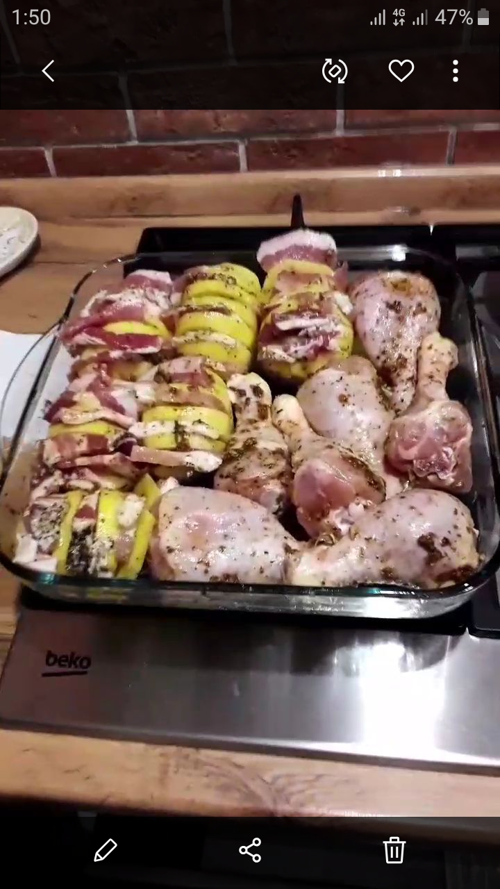 Ножки куринные с печёным картофелем и салом!✅☝️🤤